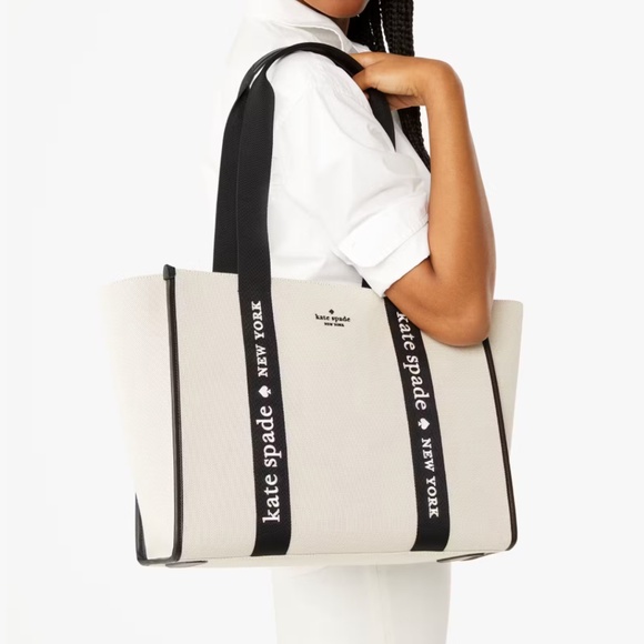 NWT Kare Spade Kip Canvas Large Tote - Picture 2 of 6
